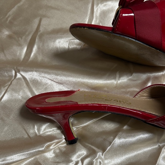 Salvatore Ferragamo Red Patent Leather Mules - Picture 9 of 10